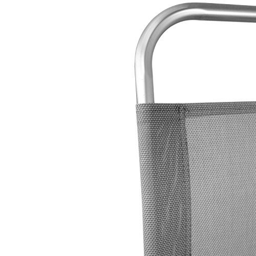 Lagerräumung! Campingstuhl mit Kopfpolster, 2×1 Textilenbespannung, Lehne um 5 Positionen verstellbar, klappbar, Silber/Grau, Hochlehner Positionsstuhl Klappstuhl Gartenstuhl - 5