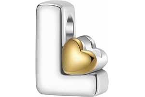 LONGLUCK Perles de breloques pour lettres d'amour A-Z, en argent sterling S925, pour bracelet Pandora, collier, cadeaux de bijoux pour femmes