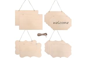 Feelava, 12 cartelli da appendere in legno grezzo, 22,9 x 15,2 cm, in legno, con 2 fori e corda di iuta da appendere, per dipingere pirografia, scrivere, fai da te, decorazioni natalizie