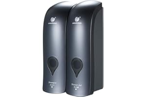 Decdeal 1 Dispensador de jab¨®n, 300 ml x 2 sin taladrar montado en la Pared, dispensador de Gel de Ducha Doble Champ¨² dispensador Manual de jab¨®n de ba?o por