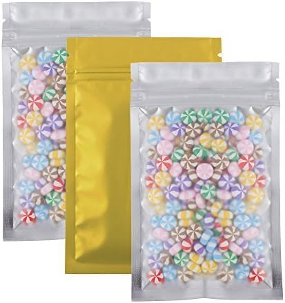 Flat Clear/Silver/Gold Aluminum Zip Lock Bags 8.5x13cm (3.3x5.1) (100/Pack) by QQ Studio Group