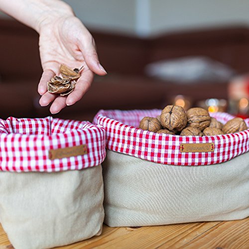 Eifelnah(t) Utensilo Set | Nusskorb oder Brotkorb | echte Handarbeit aus der Eifel | aussen Baumwollen in Leinen-Optik innen Baumwolle | dick gefüttert | standfest | 2 Körbe im Set enthalten - 7