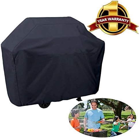 Barbecue Grill Cover, Heavy Duty Garden Patio BBQ Protector, Waterproof Breathable Gas Grill Cover with Drawstring, Large 145cm (Black)