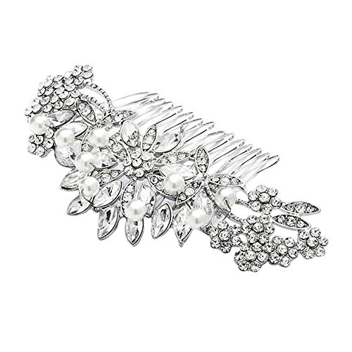 Contever® Vintage Simulated Crystal and Pearl Side Combs Bridal Headpiece Wedding Accessories for Wedding Prom Party