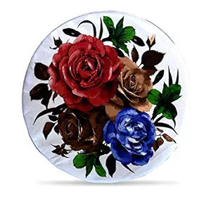 DreamVio Round Cushion/Foam Cushion Velvet Fabric Suitable for Wheelchair, Car Seat, Home, Outing Purpose (Multicolour, 14 x 14 inch) Design 95