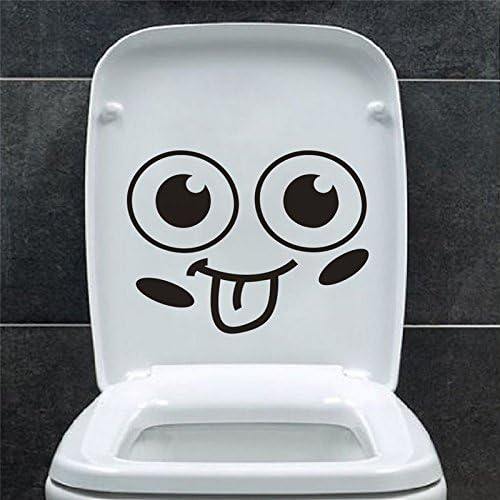 big eyes smile face toilet stickers wall decoration 346. diy vinyl adesivos de paredes home decal mual art waterproof poster 7.0,Black