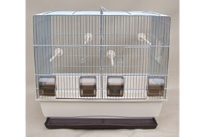 INTERZOO Vogelkäfig,Wellensittichkäfig,Exotenkäfig Vogelbauer Wellensittich Kanarien Vogelhaus Käfig Messi beige Schale Aufzuchtkäfig, Teilbarer-Käfig neu mit Schub