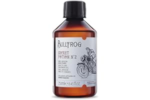 Bullfrog - Gel Douche Multi-Usage Secret Potion N.2 : Nettoyant pour le Corps, le Visage et les Cheveux, 91% Naturel, Parfum Épicé et Ambré, Fabriqué en Italie, 250 ml.