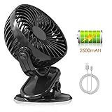 ♣ Sehr Leise - Es gibt fast keine Geräusche, wenn der Ventilator läuft und es nicht Ihre Arbeit oder Schlaf stören wird. Zwar ist die Größe des Lüfters klein, aber der Wind ist stark. Es stehen drei Windgeschwindigkeiten zur Auswahl