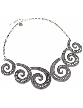 TheStyleAssistant „EDIE“ Boho Statement-Kette Silberkette Ethno Hippie Style Schmuck Halskette, K-F17-05