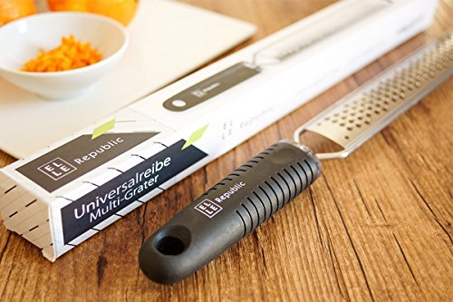 All-in-One premium Edelstahl-Reibe – perfekt für Parmesan, Käse, Muskat, Zitronen von Elle Republic | Zester, Hobel, Universalreibe - 3