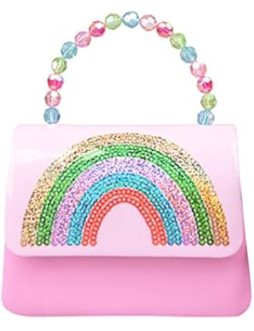 Happy Cherry Klein Mädchen Tasche Prinzessin Tasche Kinder Umhängetasche PU Leder Handtasche Regenbogen Muster...