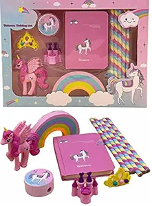 FunBlast Unicorn Stationary Set for Girls Boys - with Pencil, Eraser, Sharpener, Diary Stationery Kit for Kids - Birthday Party Return Gift (Multicolor)
