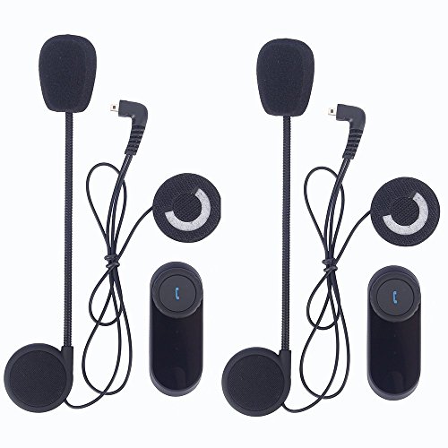 Paquete 2 Intercomunicador Inalambrico 800m Intercom Interfono (Entre 2 Pilotos, Bluetooth, A2DP, Manos Libres, FM Radio) Auricular Casco para Moto Motociclista
