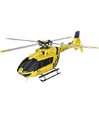 Amewi ADAC H145 Hélicoptère RC Sans Balais 6 Canaux 6G – Modèle Sous Licence, Rotor 5 Pales, Jaune