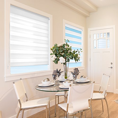 Doppelrollo VarioLight | flexibel einstellbar – blickdicht oder transparent | Rollo mit Befestigung ohne Bohren | Größe wählbar (120 cm Breite x 150 cm Länge) | Weiss - 3