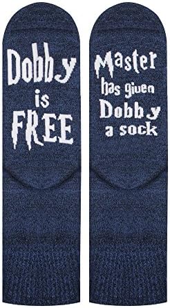 Harry Potter Casual Socks, Master has given Dobby a sock Dobby is Free, Combed Novelty Socks For Men &amp; Women (blue, One size)