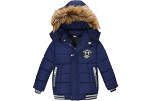 LENGENDER Giacca Pelliccia Calda Bambini Ragazzi Ski Abbigliamento Piumino con Cappuccio Cappotto Manica Lunga Calda 1-5 Anni