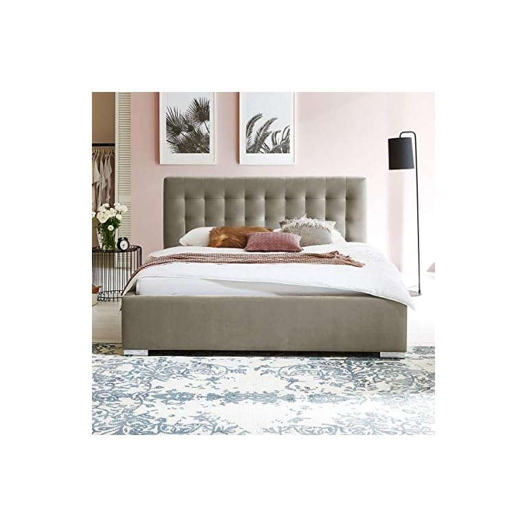 Bett mit Bettkasten Jimmy Samt-Stoff Polsterbett Lattenrost Doppelbett