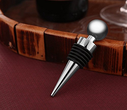 Chrome Finish Wein Flasche Stopper von jentay| Deko Wein Flasche Stopper, metall und Gummi-Design | zeitgenössischen Stil, Classy Moderne Optik | Fun Geschirr Geschenk, Best Einzugs Present - 5