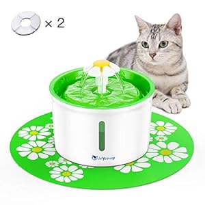 isYoung Bebedero Gatos Fuente Silencioso 2.2L para Perros y Gatos Bebedero Automático Fuente de Agua para Mascotas con 5 Filtros
