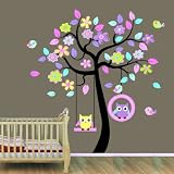 XXXL! Eule & Baum Wandtattoo Wandaufkleber Wall sticker Bogen Gr. 60*90cm *2PCS