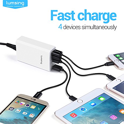 Lumsing Quick Charge 3.0 36W 4 Port USB Ladegerät Desktop Ladeadapter für Galaxy S7 / S6 / Edge / Plus, Note 5 / 4 und Smart Ports für iPhone 7 / 6s / Plus, iPad Pro / Air 2 / mini, LG, Nexus, HTC & mehr (Weiß) - 8