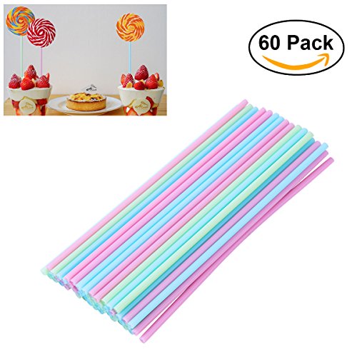OUNONA 60 Cake Pop Sticks 15 cm,Pastellfarben,Kitchencraft,Kunststoff Stiele für Kuchen