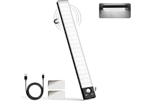 ‎LQWELL LQWELL® 54 LEDs Lampa szafkowa Bezprzewodowa lampa z czujnikiem ruchu 32 cm 1800 mAh Akumulatorowa ściemnialna lampa szafkowa do kuchni, Garderoby, Regału na książki, Sypialni (Czarny, 1 Sztuka)