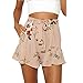 Produktbild Damen Shorts Internet Rüschen hohe Taille breite Beinhosen Sommerdruck kurze Hosen (M, khaki)