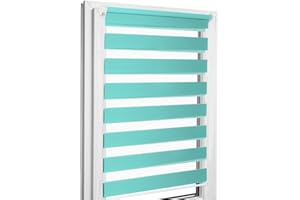 ‎HOME-VISION Home-Vision® DuoRollo Klemmfix, Doppelrollo ohne Bohren mit Klämmträgern, DuoRollos für Fenster und Türen (Türkis, B85cm x H220cm)