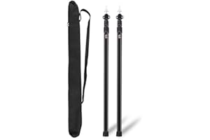 Umisu Lot de 2 Pièces Support de Tente Poteaux de Bâche Barre en Aluminium Télescopique 2.3 Mètres Voile d’Ombrage pour Camping Vacances Accessoire de Tente Auvent