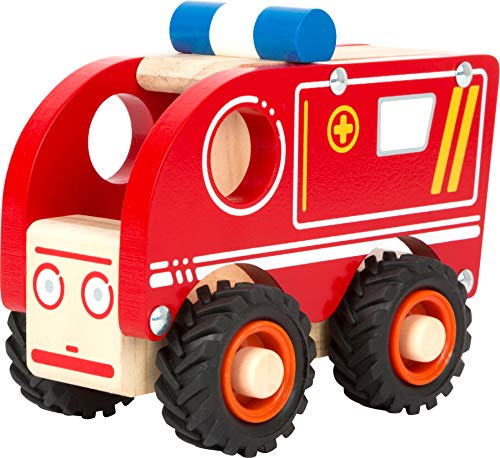 small foot 11076 Einsatzfahrzeug Krankenwagen aus Holz, mit Ladefläche und gummierten Rädern, ab 18 Monaten - 2