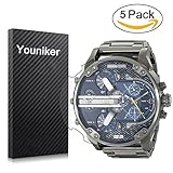 Youniker 5 Pack Diesel Displayschutzfolie, Diesel Displayschutzfolie Folien für Diesel Herren Armbanduhr dz7331 MR Daddy Crystal Clear HD, Kratzfest, Keine Fingerabdrücke, blasenfrei Film