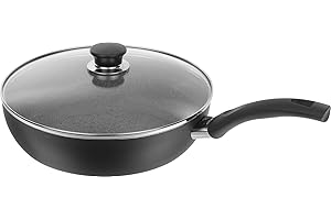 BALLARINI Sauteuse avec Couvercle en Verre, Ronde, ∅ 28 cm, Aluminium, Revêtement Anti-Adhésif Granitium, Indicateur de Température ThermoPoint, Gris Pierre, série Bologna Granitium