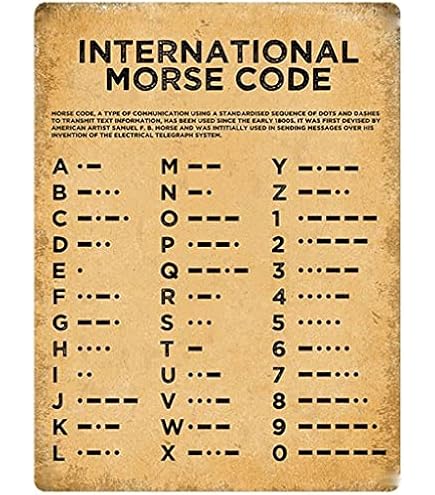 Targa In Metallo HOUVSSEN - Poster Murale Con Alfabeto Codice Morse Internazionale, 20x30 Cm, Stile Vintage - 5