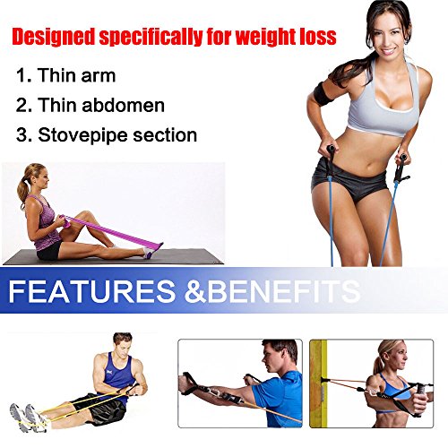 Mture Widerstandsbänder Fitnessbänder Yogagurte Strap Belt Body-Tube 100 % Naturlatex beschichtete Röhren Ideal für Heimfitness, Yoga, Pilates -11-teiliges Set - 3
