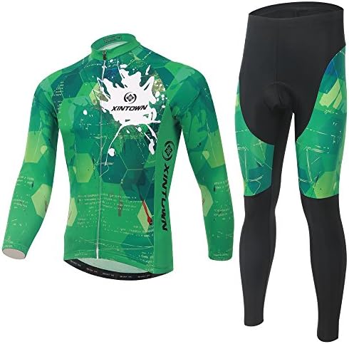 Xintown Men's Bicycle Cycling Jerseys Pants Set Green Hyun