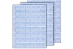 Larius Hojas para Monedas, Diferentes tamaños, Fundas para Monedas conmemorativas, Monedas de 2 Euro, Formato Optima. (10 Hojas, 48 Piezas hasta Ø26mm)