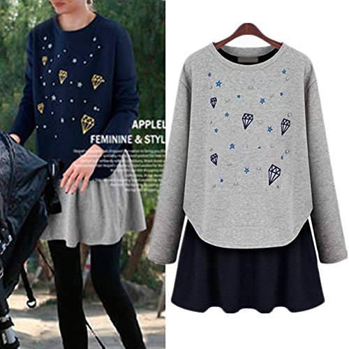 MLG142 2015 Autumn The New Thin Printing Long-sleeved dress (L, GRAY)