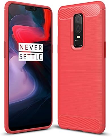 Case Collection Brushed Carbon Fiber Back Design Cover for Oneplus 6 Case Soft Rubber Full Range Protection Slim-Fit Hybrid Case Cover for Oneplus 6 Phone Case