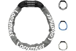 Looxmeer Bike Lock/Heavy Duty Bicycle Lock/High Security Cycling Lock, 3 Colours 900mm Chain Lock with 5-Digit Codes, 100,000 Resettable Combinations for Bicycle, Motorcycle, Scooter, Door