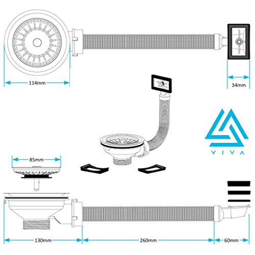 VIVA BASKET STRAINER WASTE WITH SQUARE OVERFLOW 40MM by Viva - 4