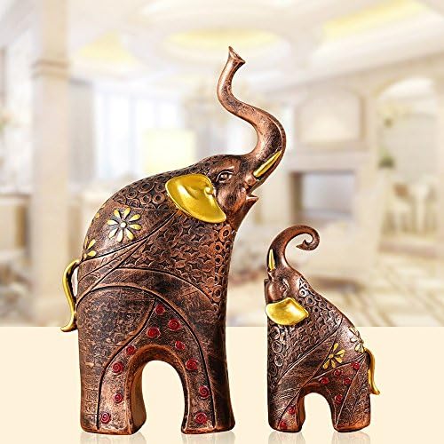 Elephant Ornaments Creative Home decoration living room TV cabinet small crafts golden 1 pair,Mother and child are like gold