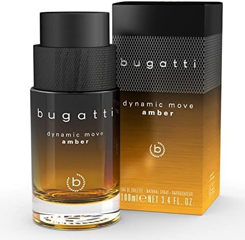 bugatti Dynamic Move Amber 100 ml I Profumo da uomo I Eau de Toilette I Combinazione sensuale di cannella, tabacco e cipriolo, dinamico, polveroso e dolciastro