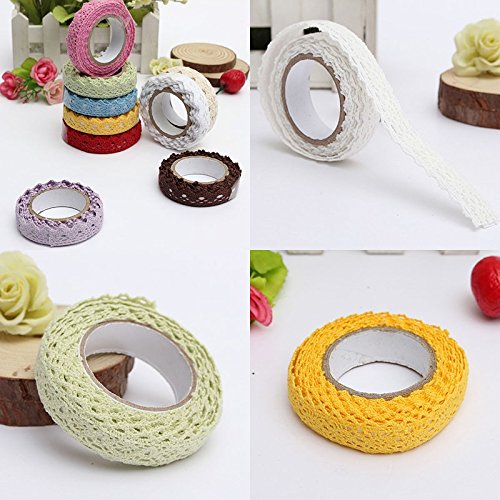 Wady DIY Selbstklebende Spitze Washi Tape Rand Band Baumwolle Fabric Tape Decor Craft (weiß) - 2