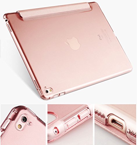 iPad Schutzhülle PU Ledertasche Rund Schutz Case Smart Cover mit automatischer Aufwachen/Schlaf Funktion abklappbar Standfunktion Hülle (Für Neu iPad 9,7″ 2017 Version A1822, Rose gold) - 6