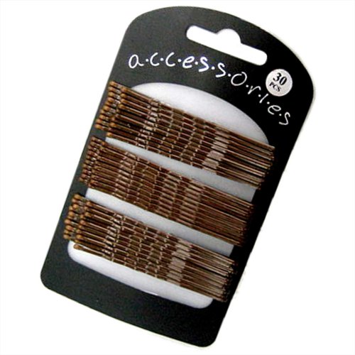 30 Extra Long Brown Traditional Kirby Hair Grips Slides Clips Pins 7cm