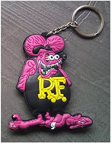 hotrodspirit Black Soft Plastic Kustom hot Rat Fink Key Ring Purple