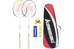 ‎A1 TAAN A1 TAAN Kawasaki Badminton Racket Graphite Badminton Set Professional Badminton Racket Lightweight for Sports, Training and Entertainment with 3 Shuttlecocks, 2 Grip Tapes & Racket Bag